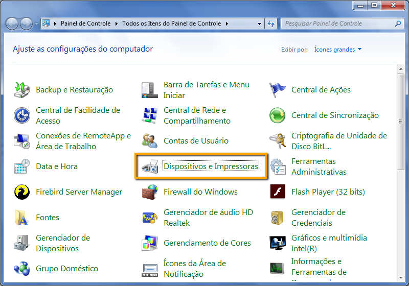 Painel de Controle do Windows 7